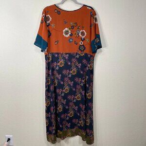 Johnny Was Workshop Floral Silk Tassel Tie Lightweight Maxi Dress Boho HIppie M